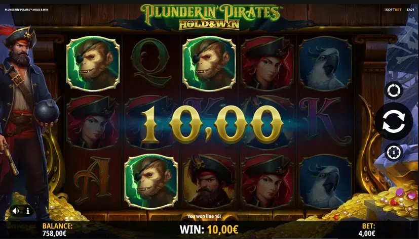 Win of Plunderin Pirates Hold & Win